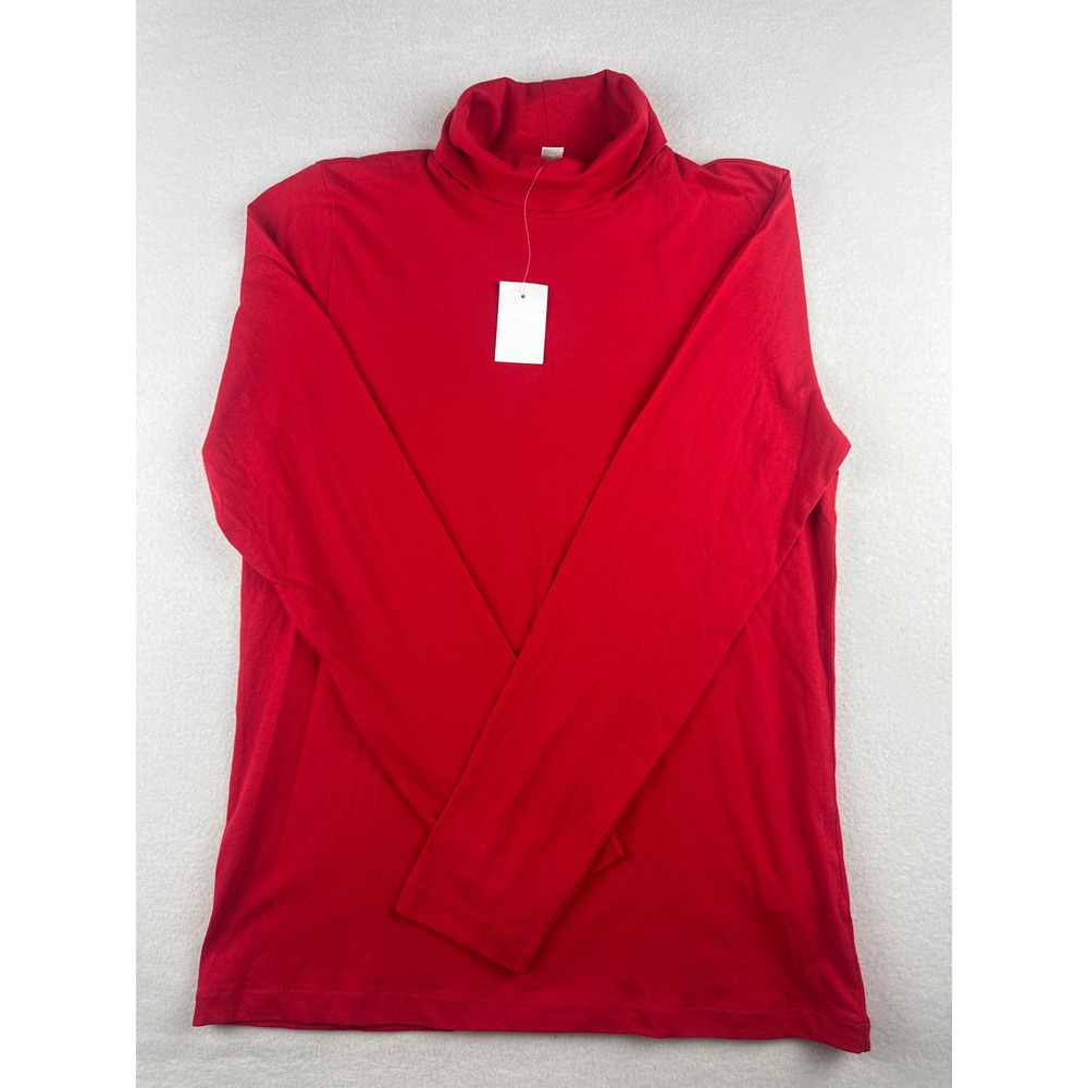 J.Crew Womens Red 100% Cotton Long Sleeve Turtleneck Top BB748 Size M NWT
